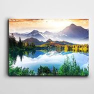 Dekolata Deniz Ağaçlar Dağlar Manzara 85x120 cm Kanvas Tablo