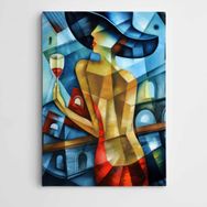 Dekolata DK001495 Kadeh ve Kadın Modern Sanat 30x40 cm Kanvas Tablo