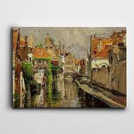 Dekolata Evler Ve Göl 40x60 cm Kanvas Tablo