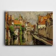 Dekolata Evler Ve Göl 85x120 cm Kanvas Tablo