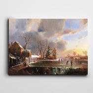 Dekolata Evler Yolda Çocuklar 85x120 cm Kanvas Tablo