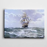 Dekolata Gemi Dalgalı Deniz 100x140 cm Kanvas Tablo