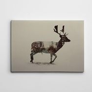 Dekolata Geyik ve Ağaçlar 70x100 cm Kanvas Tablo