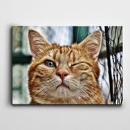 Dekolata Göz Kırpan Kedi 20x30 cm Kanvas Tablo