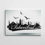 Dekolata İstanbul Silüeti Siyah Beyaz 25x35 cm Kanvas Tablo