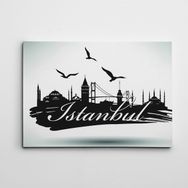 Dekolata İstanbul Silüeti Siyah Beyaz 30x40 cm Kanvas Tablo