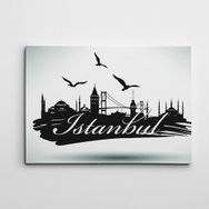 Dekolata İstanbul Silüeti Siyah Beyaz 35x50 cm Kanvas Tablo