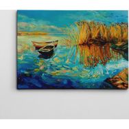Dekolata Kayık ve Göl 70x100 cm Kanvas Tablo