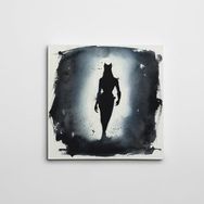 Dekolata Kedi Kadın Kare 50x50 cm Kanvas Tablo