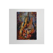 Dekolata Keman Şarap ve Gül Yağlıboya Reproduksiyon 40x60 cm Kanvas Tablo