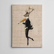 Dekolata Keman ve Geyik 70x100 cm Kanvas Tablo