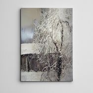 Dekolata Kış Ağaç ve Baraka Mini 20x30 cm Kanvas Tablo