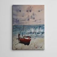 Dekolata Kıyıda Tekne Mini 100x140 cm Kanvas Tablo
