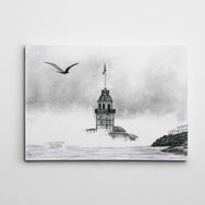 Dekolata Kız Kulesi ve Martı 35x50 cm Kanvas Tablo