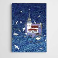 Dekolata Kız Kulesi ve Martılar Sanat 50x70 cm Kanvas Tablo