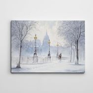 Dekolata Lambalar ve Karlı Yol 70x100 cm Kanvas Tablo