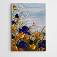 Dekolata Mavi ve Sarı Çiçekler 40x60 cm Kanvas Tablo