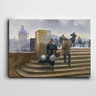Dekolata Merdivende Kovalı Kadın 60x85 cm Kanvas Tablo