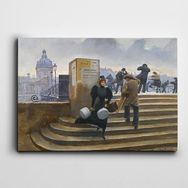 Dekolata Merdivende Kovalı Kadın 85x120 cm Kanvas Tablo