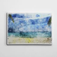 Dekolata Palmiyeler ve Deniz 35x50 cm Kanvas Tablo