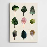 Dekolata Renkli Ağaçlar Modern 25x35 cm Kanvas Tablo