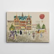 Dekolata Renkli Cadde Suluboya Mini 85x120 cm Kanvas Tablo