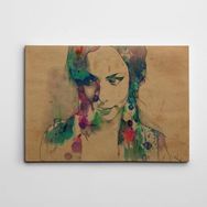 Dekolata Renkli Kadın Portresi 40x60 cm Kanvas Tablo