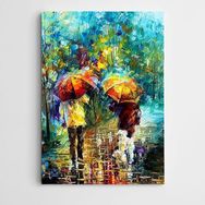 Dekolata Renkli Yağmur Şemsiyeler Ve Sevgililer 40x60 cm Kanvas Tablo