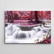 Dekolata Renkli Yapraklar ve Şelale 60x85 cm Kanvas Tablo