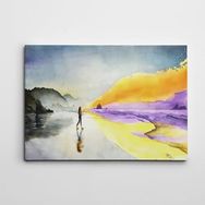 Dekolata Sahil ve Kız Mini 85x120 cm Kanvas Tablo