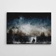 Dekolata Şehir Adam ve Yıldızlar 35x50 cm Kanvas Tablo