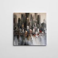 Dekolata Şehir ve Yelkenliler Kare 50x50 cm Kanvas Tablo