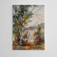 Dekolata Sonbahar Kızıl Yapraklar 30x40 cm Kanvas Tablo