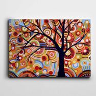 Dekolata Soyut Ağaç Dallar Daireler 50x70 cm Kanvas Tablo