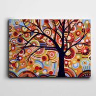 Dekolata Soyut Ağaç Dallar Daireler 60x85 cm Kanvas Tablo