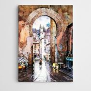 Dekolata Suluboya Sokak Manzara 40x60 cm Kanvas Tablo