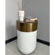 Dekoratif Eskitme Darbuka 70 cm Parlak Beyaz Sehpa