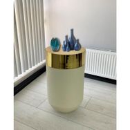 Dekoratif Gold Darbuka 70 cm Beyaz Sehpa