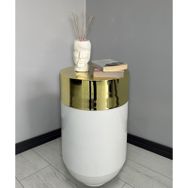 Dekoratif Gold Darbuka 70 cm Parlak Beyaz Sehpa
