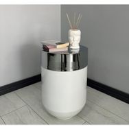 Dekoratif Krom Darbuka 60 cm Parlak Beyaz Sehpa