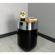 Dekoratif Krom Darbuka 60 cm Parlak Siyah Sehpa