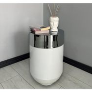 Dekoratif Krom Darbuka 70 cm Parlak Beyaz Sehpa