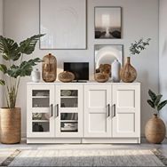 Dekorex KNS204K Beyaz 4 Kapaklı 4 Raflı Konsol
