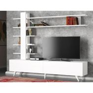 Dekorister Aleyna Duvar Raflı Kitaplıklı Beyaz TV Ünitesi