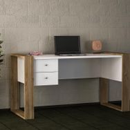 Dekorister Lord Beyaz-Ceviz 140 cm Çalışma Masası