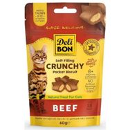 Delibon 60 gr Chrunchy Sigir Etli İçi Dolgulu Kedi Ödül Biskuvisi