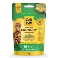 Delibon 60 gr Chrunchy Tavuklu ve Naneli İçi Dolgulu Kedi Ödul Biskuvisi