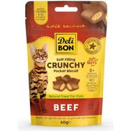 Delibon 60 gr Crunchy İçi Dolgulu Sığır Etli Kedi Ödül Bisküvisi