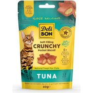 Delibon 60 gr Crunchy İçi Dolgulu Tunalı Kedi Ödül Bisküvisi