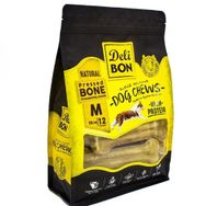 Delibon BLK12MNATURAL 15 cm M 12'li Natural Deri Köpek Çiğneti Pres Kemik